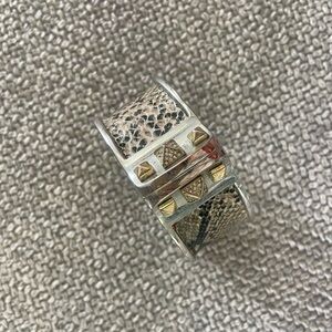 Vintage Chunky Snakeprint silver and gold-tone brass bangle cuff